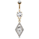 Diamonds Forever Belly Drop with Rose Gold Plating - Dangling Belly Ring. Navel Rings Australia.