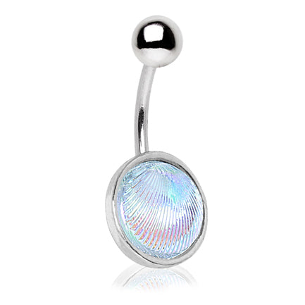 Holographic Disc Belly Rings - Basic Curved Barbell. Navel Rings Australia.