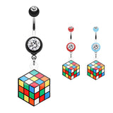 Puzzler Rubix Cube Belly Bar - Dangling Belly Ring. Navel Rings Australia.