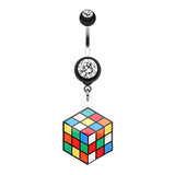 Puzzler Rubix Cube Belly Bar - Dangling Belly Ring. Navel Rings Australia.