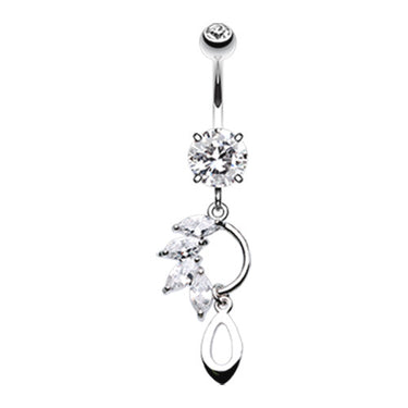 Sabrina's Half Gemmed Loop Belly Ring - Dangling Belly Ring. Navel Rings Australia.