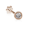 Scalloped Set Genuine Diamond Threaded Stud Earring by Maria Tash in 18K Rose Gold. Flat Stud.