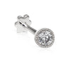 Scalloped Set Genuine Diamond Threaded Stud Earring by Maria Tash in 18K White Gold. Flat Stud.