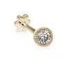 Scalloped Set Genuine Diamond Threaded Stud Earring by Maria Tash in 18K Gold. Flat Stud.