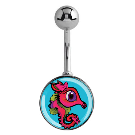 Ocean Spirit Seahorse Belly Bar - Basic Curved Barbell. Navel Rings Australia.