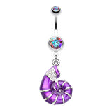 Metallic Ocean Sea Shell Belly Ring - Dangling Belly Ring. Navel Rings Australia.