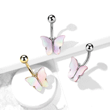 Seashell Butterfly Wings Navel Jewellery with Yellow Gold Plating