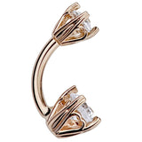 Secret Lover 14K Rose Gold Gem Belly Rings - Basic Curved Barbell. Navel Rings Australia.