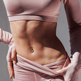 Mimi Pink Tribal Bloom Belly Bar - Fixed (non-dangle) Belly Bar. Navel Rings Australia.