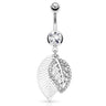 Dangling Feuille Leaf Belly Bar - Dangling Belly Ring. Navel Rings Australia.