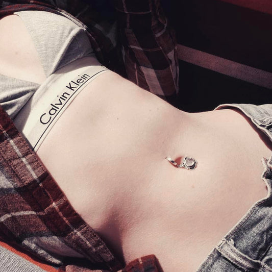 TummyToys® Moonstone Drop Belly Piercing - TummyToys® Patented Clasp. Navel Rings Australia.