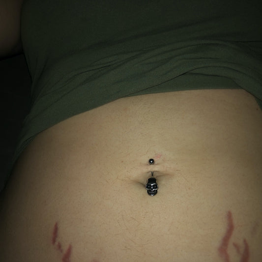 Deathly Skull Belly Bar - Fixed (non-dangle) Belly Bar. Navel Rings Australia.