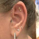 Invisible Set Diamond Threaded Stud Earring by Maria Tash in 18K White Gold. Flat Stud.