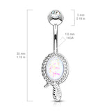 Snaked Opal Belly Bar - Fixed (non-dangle) Belly Bar. Navel Rings Australia.