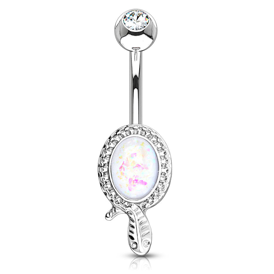 Snaked Opal Belly Bar - Fixed (non-dangle) Belly Bar. Navel Rings Australia.