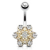 Filigree Flakes Belly Bar with Gold Plating