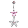 Snowy Night Dangly Navel Bar - Dangling Belly Ring. Navel Rings Australia.