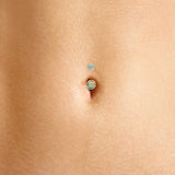 Petite Australian Opal 14K Yellow Gold Belly Ring by Maria Tash - Basic Curved Barbell. Navel Rings Australia.