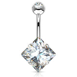 Diamanté Solitaire Belly Ring - Fixed (non-dangle) Belly Bar. Navel Rings Australia.