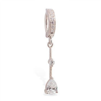 TummyToys® Clear Sparkling CZ Navel Bar - TummyToys® Patented Clasp. Navel Rings Australia.