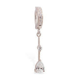TummyToys® Clear Sparkling CZ Navel Bar - TummyToys® Patented Clasp. Navel Rings Australia.