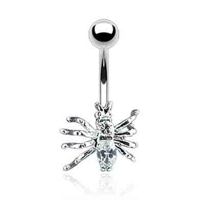 Incy Wincy Spider Belly Ring - Fixed (non-dangle) Belly Bar. Navel Rings Australia.