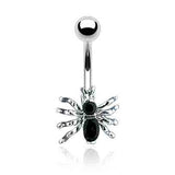 Incy Wincy Spider Belly Ring - Fixed (non-dangle) Belly Bar. Navel Rings Australia.