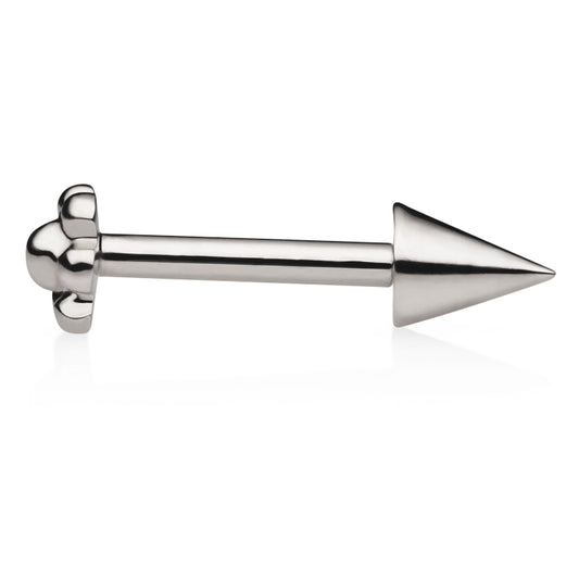 Spike Threaded Ball Earring by Maria Tash in 14K White Gold. Flat Stud. - Earring. Navel Rings Australia.