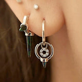 Triple Long Opal Spike Clicker Earring by Maria Tash in White Gold - Earring. Navel Rings Australia.
