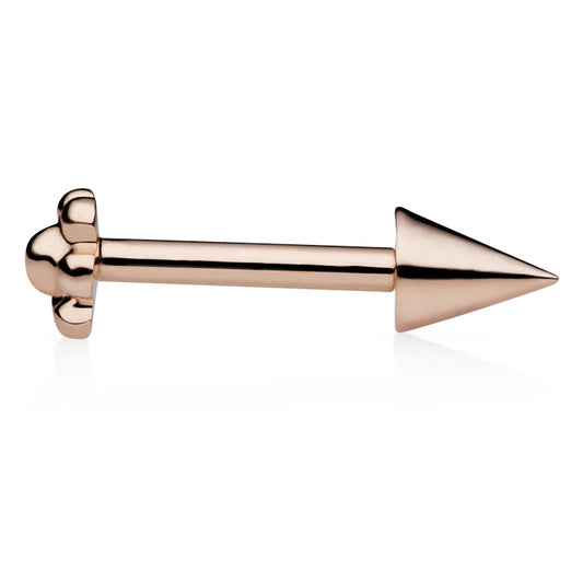 Spike Threaded Ball Earring by Maria Tash in 14K Rose Gold. Flat Stud. - Earring. Navel Rings Australia.