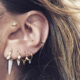Triple Long Opal Spike Clicker Earring by Maria Tash in White Gold - Earring. Navel Rings Australia.