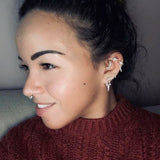 Triple Long Opal Spike Clicker Earring by Maria Tash in White Gold - Earring. Navel Rings Australia.
