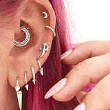 Triple Long Opal Spike Clicker Earring by Maria Tash in White Gold - Earring. Navel Rings Australia.