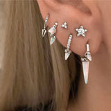 Triple Long Opal Spike Clicker Earring by Maria Tash in White Gold - Earring. Navel Rings Australia.