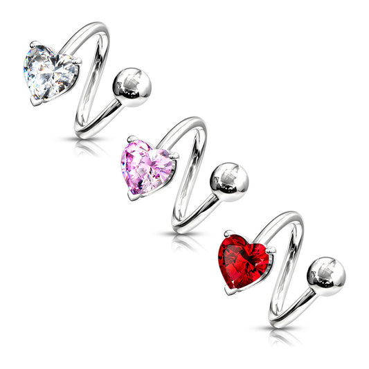 Heart Spiral Belly Button Rings - Spiral Twister Twistie. Navel Rings Australia.