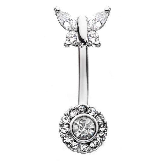 Le Glamour Butterfly Belly Bar - Split Spinal Belly Bar. Navel Rings Australia.