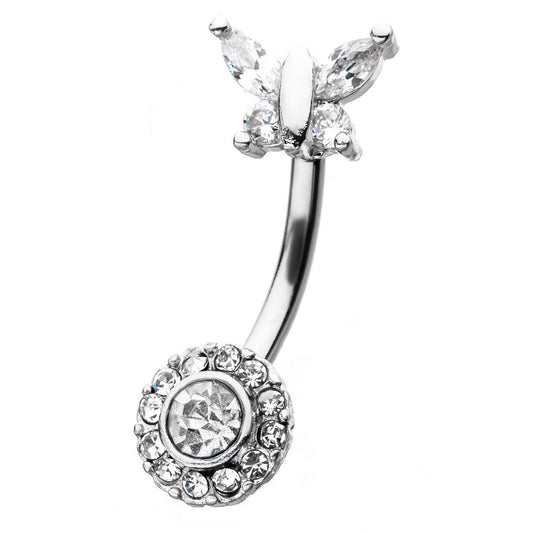 Le Glamour Butterfly Belly Bar - Split Spinal Belly Bar. Navel Rings Australia.
