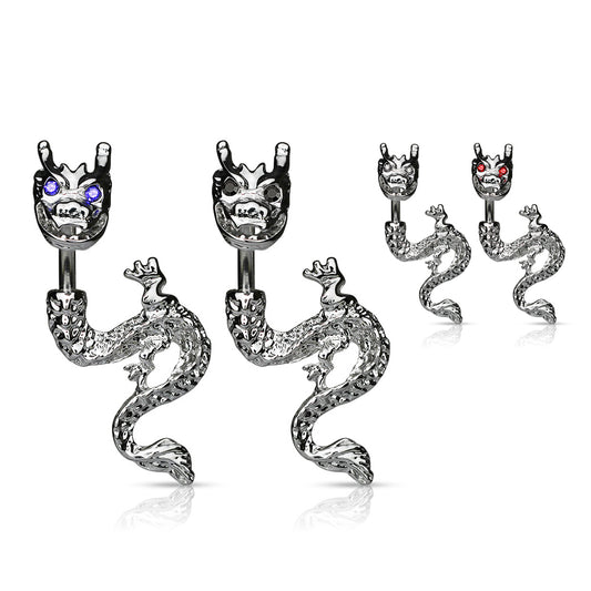 Dragon Dance Split Belly Button Ring - Split Spinal Belly Bar. Navel Rings Australia.