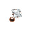 Prongset Square Gem Earring in Rose Gold. Tragus and Cartilage Piercings.