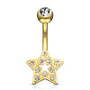 Floaty Star Belly Bar in 14K Yellow Gold