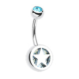 Star Colour Inlay Belly Rings - Basic Curved Barbell. Navel Rings Australia.