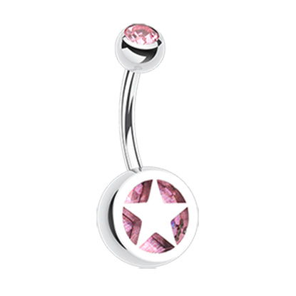 Star Colour Inlay Belly Rings - Basic Curved Barbell. Navel Rings Australia.