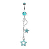 Shooting Star Galaxy Belly Button Ring - Dangling Belly Ring. Navel Rings Australia.