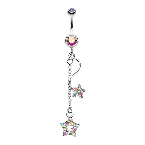 Shooting Star Galaxy Belly Button Ring - Dangling Belly Ring. Navel Rings Australia.