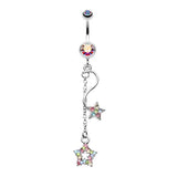 Shooting Star Galaxy Belly Button Ring - Dangling Belly Ring. Navel Rings Australia.