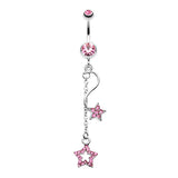 Shooting Star Galaxy Belly Button Ring - Dangling Belly Ring. Navel Rings Australia.
