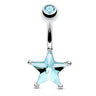 Superstar Gem Belly Ring - Fixed (non-dangle) Belly Bar. Navel Rings Australia.