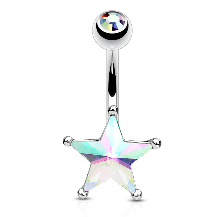 Superstar Gem Belly Ring - Fixed (non-dangle) Belly Bar. Navel Rings Australia.