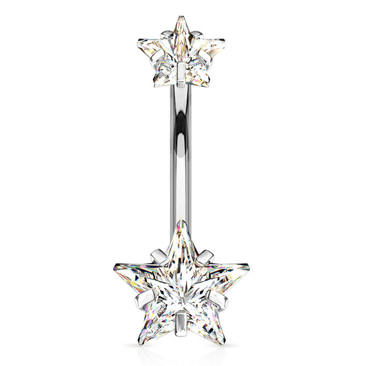 Ice Star Solitaire Belly Bar - Fixed (non-dangle) Belly Bar. Navel Rings Australia.