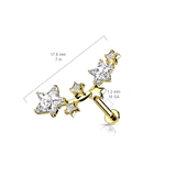 Galactic Curved Star Body Jewellery with Rose Gold Plating. Labret, Monroe, Tragus and Cartilage Earrings.